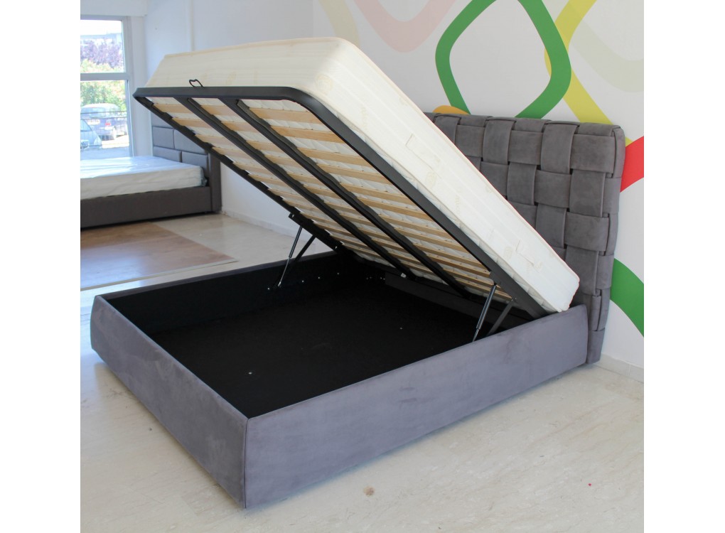 Letto Contenitore Claudia tessuto Grigio